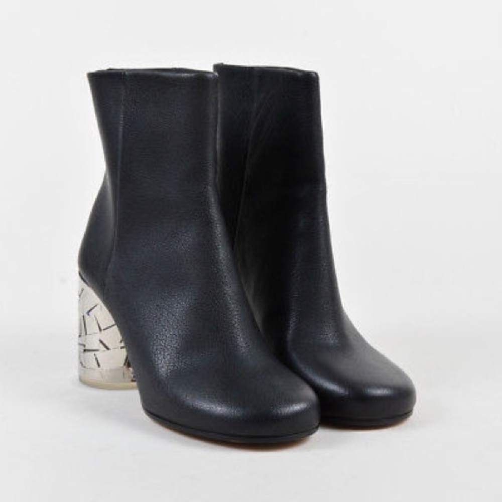 Maison Margiela Black Leather Lucite Heel Boot